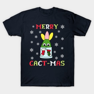 Merry Cact Mas - Hybrid Cactus In Christmas Themed Pot T-Shirt